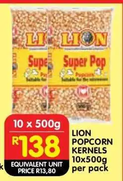 Shoprite LION POPCORN KERNELS 10x500g offer