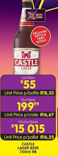 Shoprite CASTLE LAGER BEER 750ml RB offer