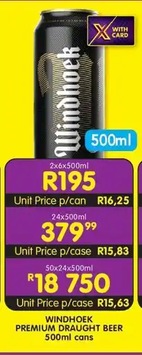 Shoprite WINDHOEK PREMIUM DRAUGHT BEER 500ml cans offer