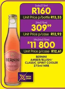 Shoprite BERNINI AMBER/BLUSH/CLASSIC SPIRIT COOLER 275ml NRB offer