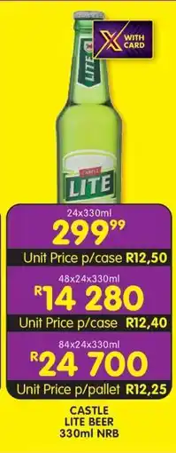 Shoprite CASTLE LITE BEER 330ml NRB offer