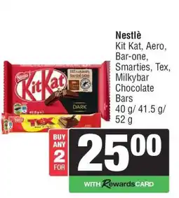 Spar Nestlé Kit Kat, Aero, Bar-one, Smarties, Tex, Milkybar Chocolate Bars offer