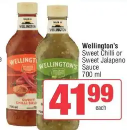 Spar Wellington's Sweet Chilli or Sweet Jalapeno Sauce offer