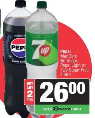 Spar Pepsi Max Zero No Sugar, Pepsi Light or 7Up Sugar Free offer
