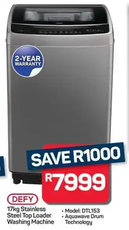 Pick n Pay Hypermarket Defy 17kg Stainless Steel Top Loader Washing Machine offer