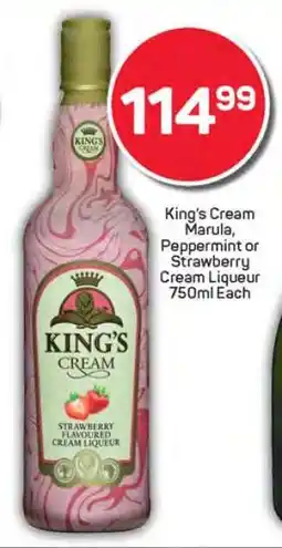 Pick n Pay King’s Cream Marula, Peppermint or Strawberry Cream Liqueur 750ml Each offer