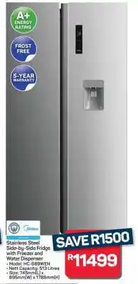 Pick n Pay Hypermarket Stainless Steel Side-by-Side Fridge with Freezer and Water Dispenser offer