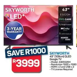 Pick n Pay Hypermarket SKYWORTH 43 QLED Google TV offer