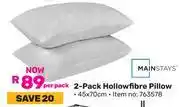 Game Mainstays 2-Pack Hollowfibre Pillow-Per Pack offer
