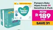 Game Pampers Baby Wipes Fresh Or Sensitives (6 Pack)-Each offer