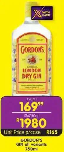 Shoprite Liquor Gordon's gin offer