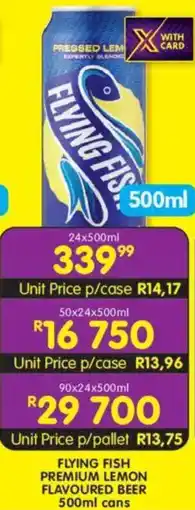 Shoprite Liquor Flying fish premium lemon flavoured beer cans offer