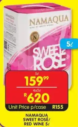 Shoprite Liquor Namaqua sweet rose/ red wine offer