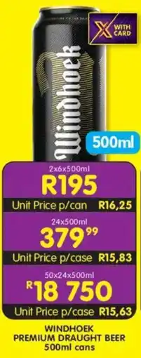 Shoprite Liquor Windhoek premium draught beer cans offer
