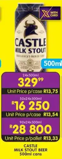 Shoprite Liquor Castle milk stout beer cans offer