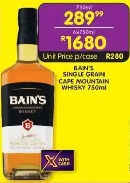 Shoprite Liquor Bain's single grain cape mountain whisky offer