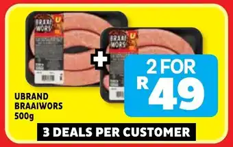 Usave Ubrand braaiwors offer
