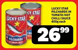 Usave Lucky star pilchards in tomato/ hot chilli sauce offer