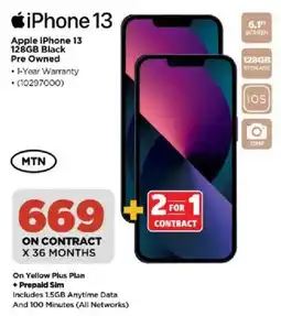 HiFi Corp Apple iPhone 13 128GB Black Pre Owned offer