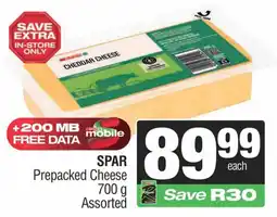 Spar Savemor SPAR Prepacked Cheese Assorted offer