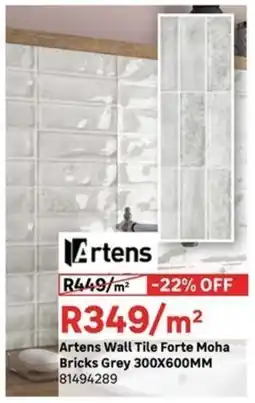 Leroy Merlin Artens Wall Tile Forte Moha Bricks Grey offer