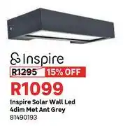 Leroy Merlin Inspire Solar Wall LED 4 dim Met Ant Grey 81490193 offer