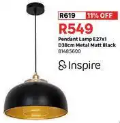Leroy Merlin Inspire Pendant Lamp 1 x E27 D38cm Metal Matt Black 81485600 offer
