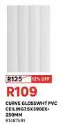 Leroy Merlin Curve Gloss WHT PVC Ceiling 7.5 x 3900 x 250mm 81487491 offer