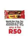 Food Lover's Market Nestlé Bar One, Tex, Smarties or Kit Kat offer