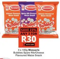 Checkers Messaris Bubbles Spare Rib/Cheese Flavoured Maize Snack offer