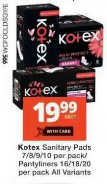 Checkers Kotex Sanitary Pads/Pantyliners offer
