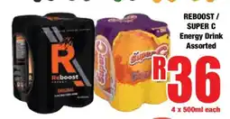 Boxer REBOOST / SUPER C Energy Drink Assorted offer