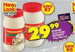 Shoprite RITEBRAND SALAD CREAM/MAYONNAISE 750g/760g each offer
