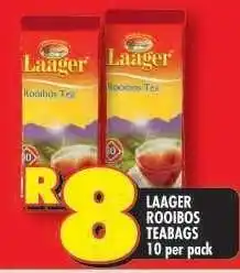 Shoprite LAAGER ROOIBOS TEABAGS 10 per pack offer