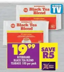 Shoprite RITEBRAND BLACK TEA BLEND TEABAGS 100 per pack offer