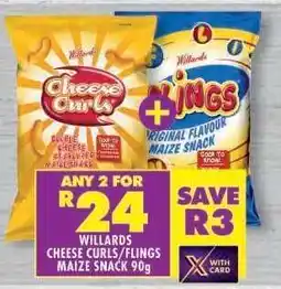Shoprite WILLARDS CHEESE CURLS/FLINGS MAIZE SNACK 90g offer