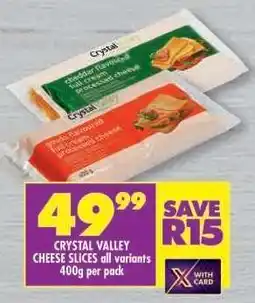 Shoprite CRYSTAL VALLEY CHEESE SLICES all variants offer