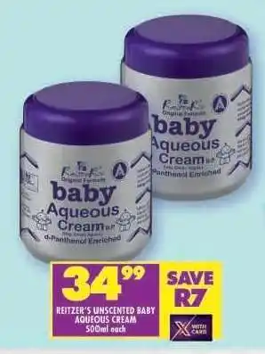 Shoprite REITZER'S UNSCENTED BABY AQUEOUS CREAM offer