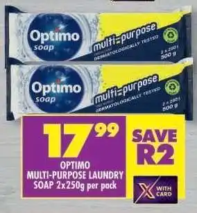 Shoprite OPTIMO MULTI-PURPOSE LAUNDRY SOAP 2x250g per pack offer