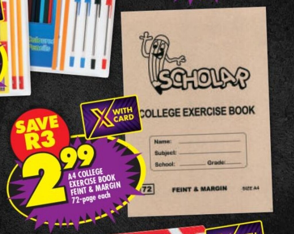 A4 College Exercise Book Feint Margin 72 Page Each Offer At Shoprite a4-college-exercise-book-feint-margin-72-page-each-offer-at-shoprite