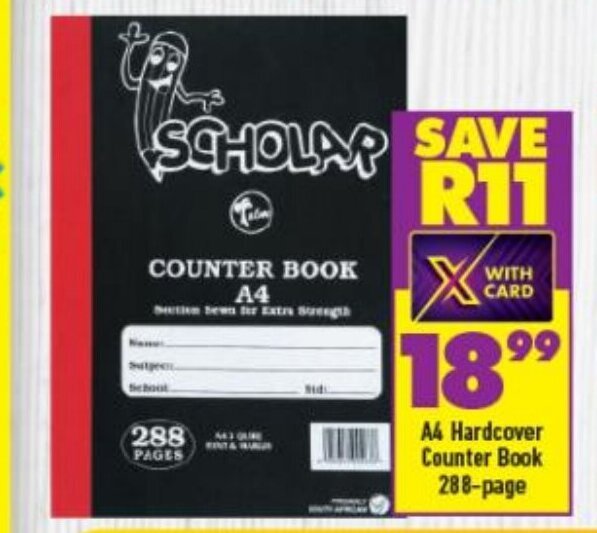A4 Hardcover Counter Book 288Page offer at Shoprite