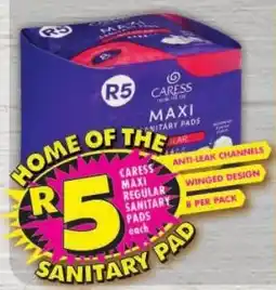 Shoprite Caress maxi regular sanitary pads offer
