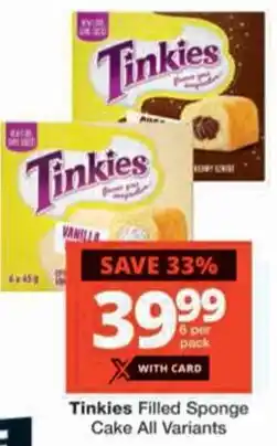 Checkers Tinkies Filled Sponge Cake All Variants offer
