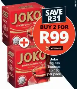 Checkers Joko Tagless Teabags offer