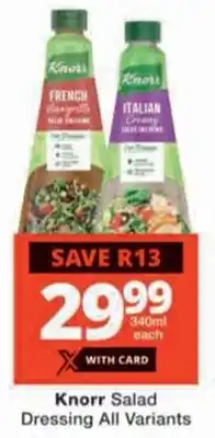 Checkers Knorr Salad Dressing All Variants offer