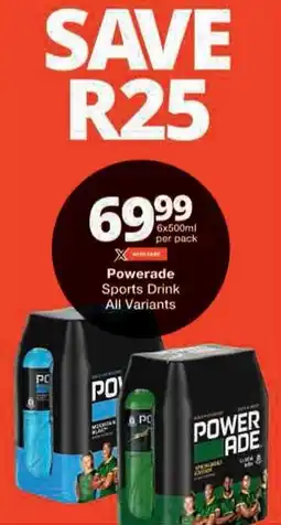 Checkers Powerade Sports Drink All Variants offer