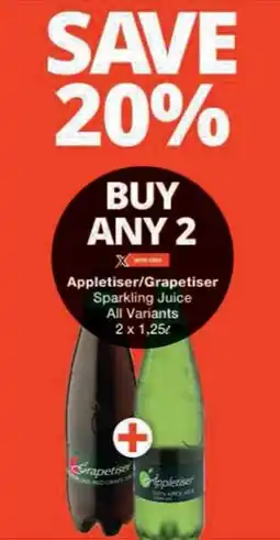 Checkers Appletiser/ Grapetiser Sparkling Juice All Variants offer