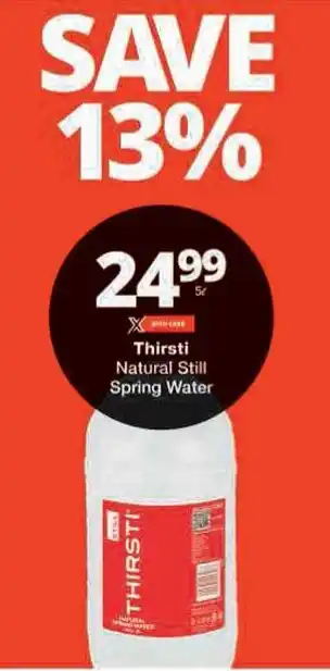 Checkers Thirsti Natural Still Spring Water offer