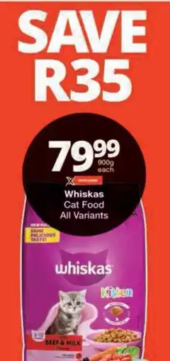 Checkers Whiskas Cat Food All Variants offer