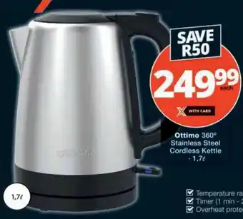Checkers Ottimo 360 Stainless Steel Cordless Kettle offer